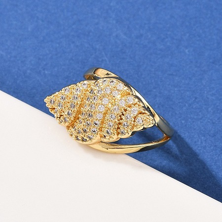 Brass Micro Pave Cubic Zirconia Cuff Rings for Women RJEW-L132-03G-03-1
