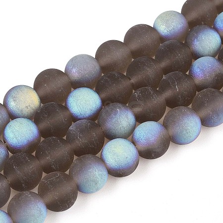 Frosted Transparent Glass Beads Strands GLAA-T032-T8mm-MBB02-1
