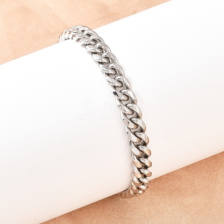 304 Stainless Steel Cuban Link Chain Bracelets BJEW-G766-01P-02-1
