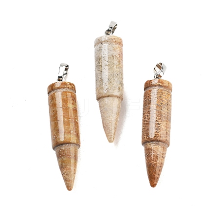 Natural Fossil Coral Pointed Pendants G-A231-03A-1