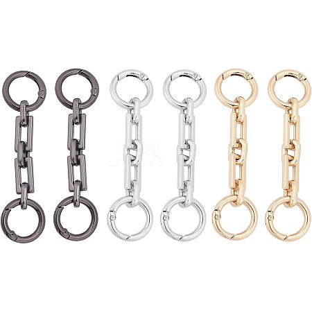 SUPERFINDINGS 6Pcs 3 Colors Zinc Alloy Bag Extender Cable Chains FIND-FH0003-59-1