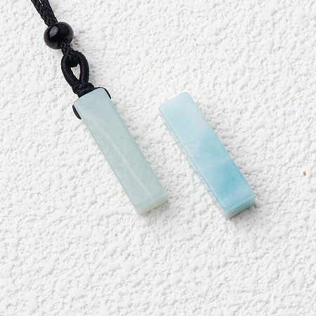 Natural Flower Amazonite Cuboid Pendant Black Cotton Cord Necklaces FS-WG3353C-04-1