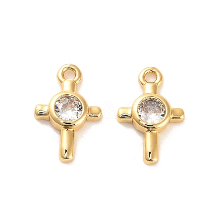 Brass Cubic Zirconia Charms KK-D300-07G-1