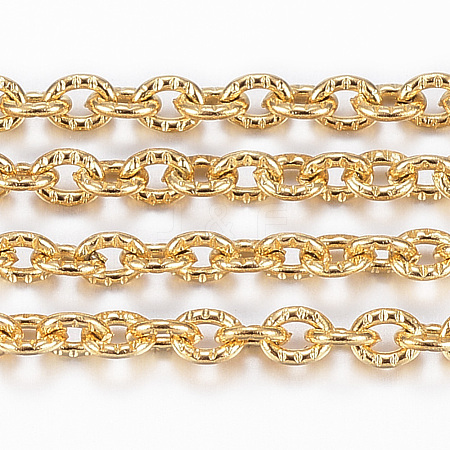 3.28 Feet Ion Plating(IP) 304 Stainless Steel Textured Cable Chains X-CHS-H012-01G-1