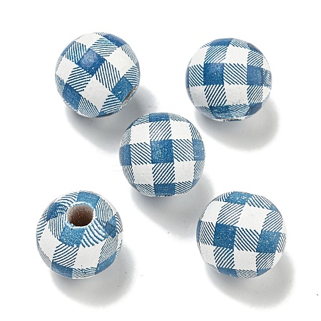 Printed Wood European Beads WOOD-G022-13D-1