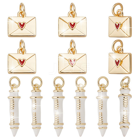12Pcs 2 Styles Brass Enamel Pendants KK-AR0004-70-1