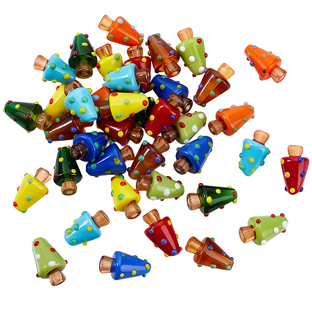 48Pcs 8 Colors Handmade Lampwork Bumpy Beads LAMP-PA0001-52-1