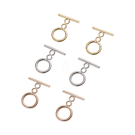 PVD Vacuum Plating 304 Stainless Steel Ring Toggle Clasps STAS-CJ0001-46-1