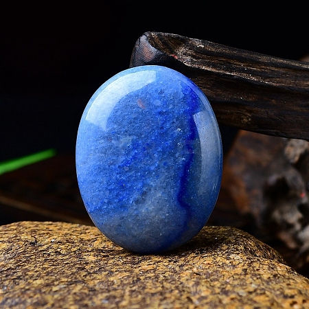 Natural Blue Aventurine Oval Palm Stone Massager PW-WG63539-15-1