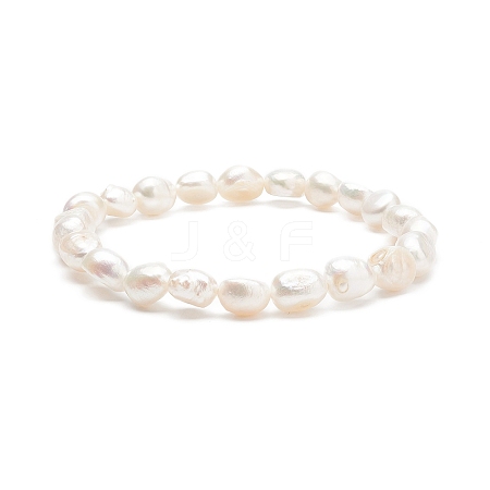 Natural Pearl Beaded Stretch Bracelet for Women BJEW-JB08868-01-1