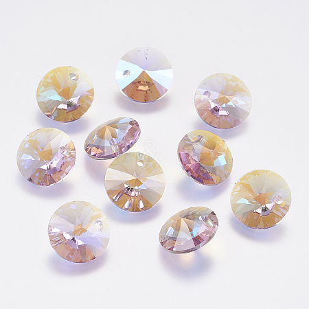 Faceted Glass Rhinestone Charms RGLA-F049-12mm-371PS-1