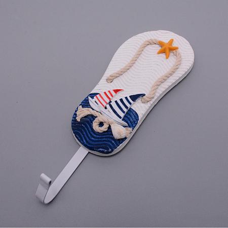 Mediterranean Style Pine Wood Wall Hooks AJEW-WH0017-07-1