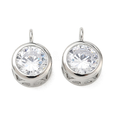 Brass Pave Clear Cubic Zirconia Pendants CU-CBA42CA-04C-P-1