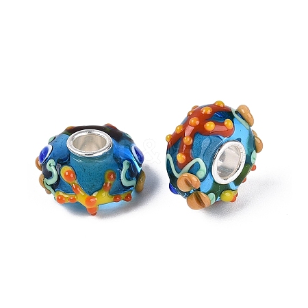 3D Lampwork & Brass Core European Beads LAMP-Q042-01A-1