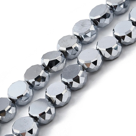 Electroplate Glass Beads Strands X-EGLA-L045-G-FP01-1
