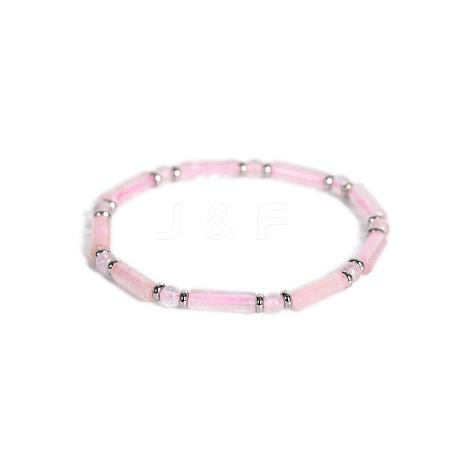 Natural Rose Quartz Bead Stretch Bracelets PW-WG50993-02-1