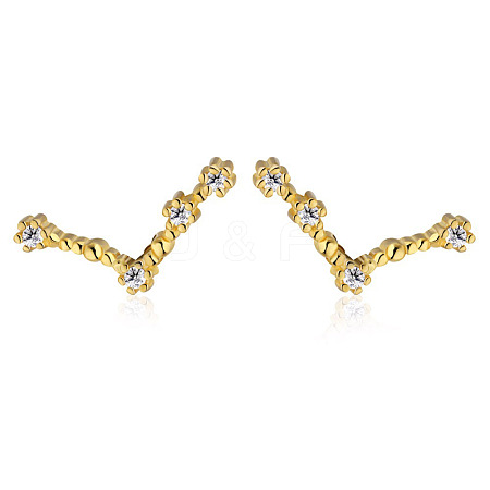 Cubic Zirconia Constellation Stud Earrings EJEW-P231-90G-01-1