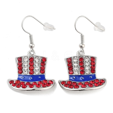 Independence Day Theme Alloy Enamel Dangle Earrings for Women EJEW-F335-01P-03-1