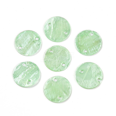 Dyed Natural Capiz Shell Disc Links Connector Charms SSHEL-WH0006-01A-6-1