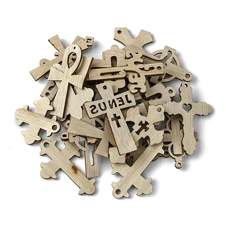 100Pcs Wood Pendants X1-WOOD-G020-01-1