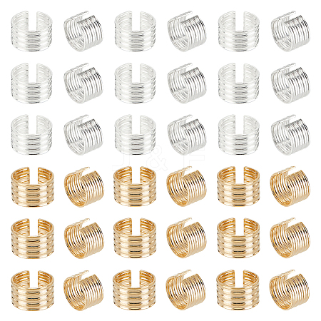 DICOSMETIC 60Pcs 2 Colors Brass Grooved Column Open Cuff Earrings for Men Women KK-DC0001-93-1