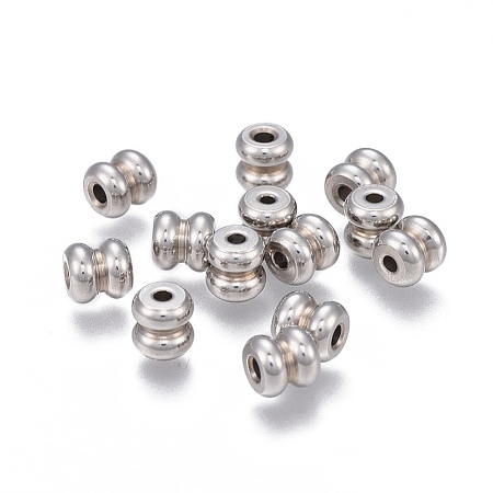 201 Stainless Steel Grooved Beads STAS-P236-04P-1