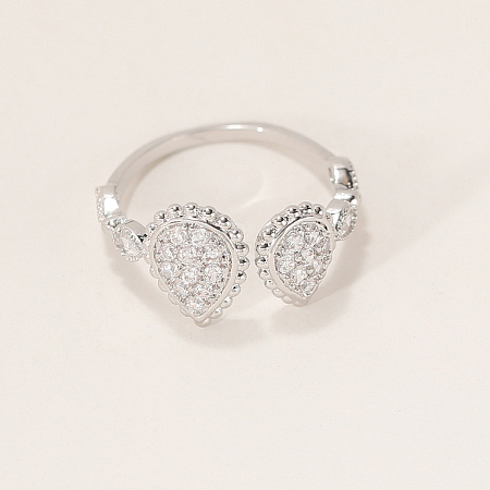Brass Micro Pave Cubic Zirconia Cuff Open Rings for Women BQ0682-4-1