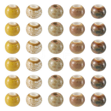 50Pcs 5 Colors Handmade Porcelain Beads PORC-TADJ0001-06B-1