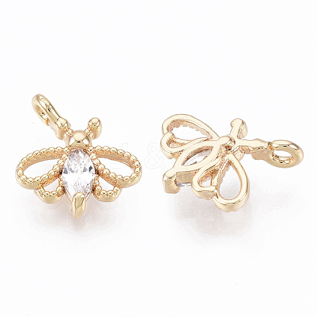 Brass Micro Cubic Zirconia Charms KK-N231-11-NF-1