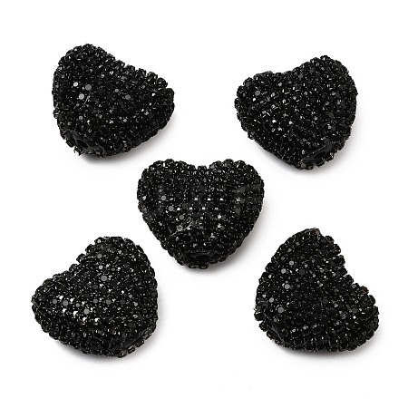 Sparkling Acrylic Heart Beads with Rhinestone Embellishment LS-OACR-NH0001-02B-08-1