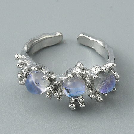 Resin Half Round Open Cuff Ring RJEW-TAC0007-02A-P-1