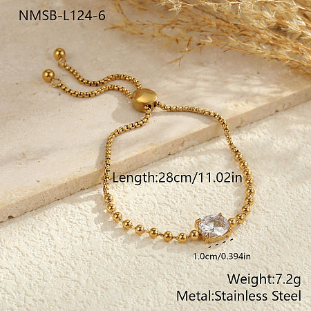 Adjustable 304 Stainless Steel Box Chain & Ball Chain Slider Bracelets WGFC0C2-02-1
