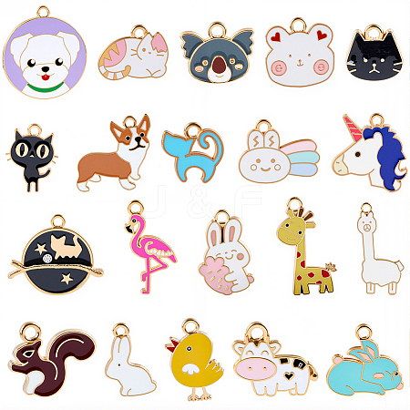 80Pcs 20 Styles Alloy Enamel Pendants ENAM-SC0007-08A-1