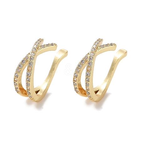 Brass Micro Pave Cubic Zirconia Cuff Earrings LS-EJEW-E310-06G-1