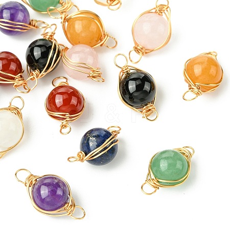 16Pcs 8 Style Natural Gemstone Connector Charms PALLOY-CJ00053-1