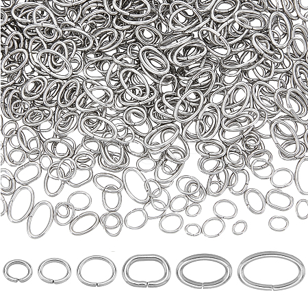 AHANDMAKER 600Pcs 6 Styles 304 Stainless Steel Open Jump Rings STAS-GA0001-38-1