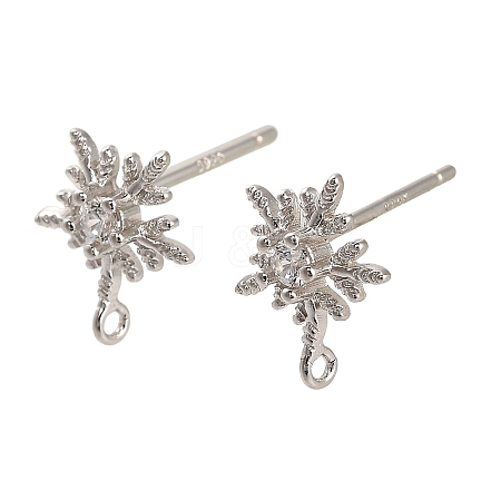 Rhodium Plated 925 Sterling Silver Ear Stud Findings STER-F058-01P-05-1