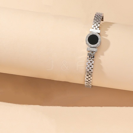 Flat Round 304 Stainless Steel Watch Band with Acetic Acid Bangles FS-WGD711C-06-1