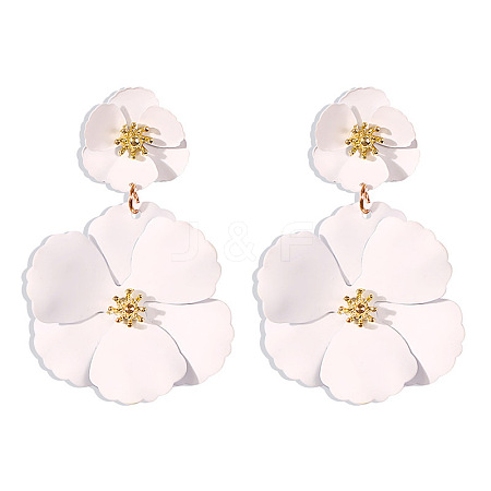 Flower Baking Paint Alloy Dangle Stud Earrings FS-WG1427E-05-1