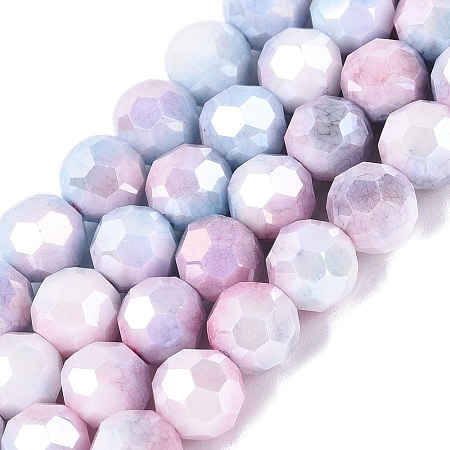 Anti-Tarnish Electroplate Glass Beads Strands EGLA-ZX010-8mm-07-1