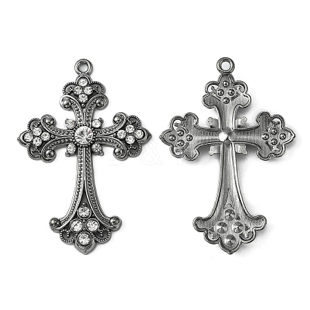 Alloy Rhinestone Cross Big Pendants ALRI-1475-B-RS-1