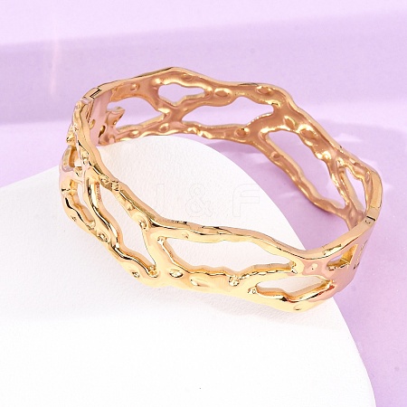 Textured 304 Stainless Steel Bangles BJEW-G749-10G-1