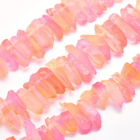 Electroplated Natural Quartz Crystal Beads Strands G-P368-06C-1