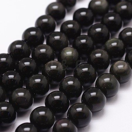 Natural Rainbow Obsidian Beads Strands G-D838-6mm-04-1
