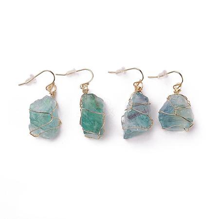 Natural Fluorite Dangle Earrings EJEW-F228-A04-1