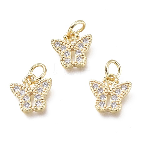 Brass Micro Pave Clear Cubic Zirconia Pendants KK-P188-N01-G-1