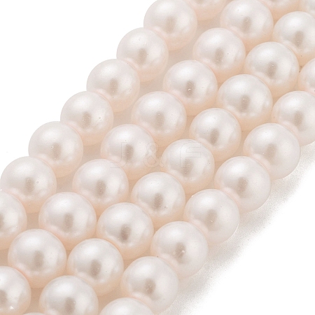 (Defective Closeout Sale) Baking Painted Pearlized Glass Pearl Round Bead Strands HY-XCP0001-17-1