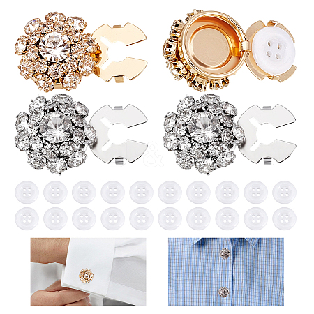 Brass Rhinestone Cufflinks & Acrylic Shirt Buttons Sets BUTT-PH0001-47-1