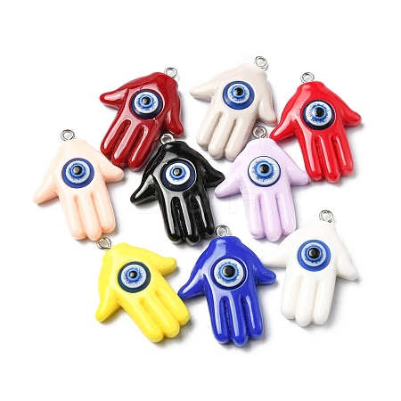 Evil Eye Resin Pendants RESI-D050-05P-1