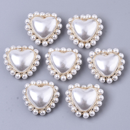 ABS Plastic Imitation Pearl Beads Woven Pendants X-FIND-N050-06-1